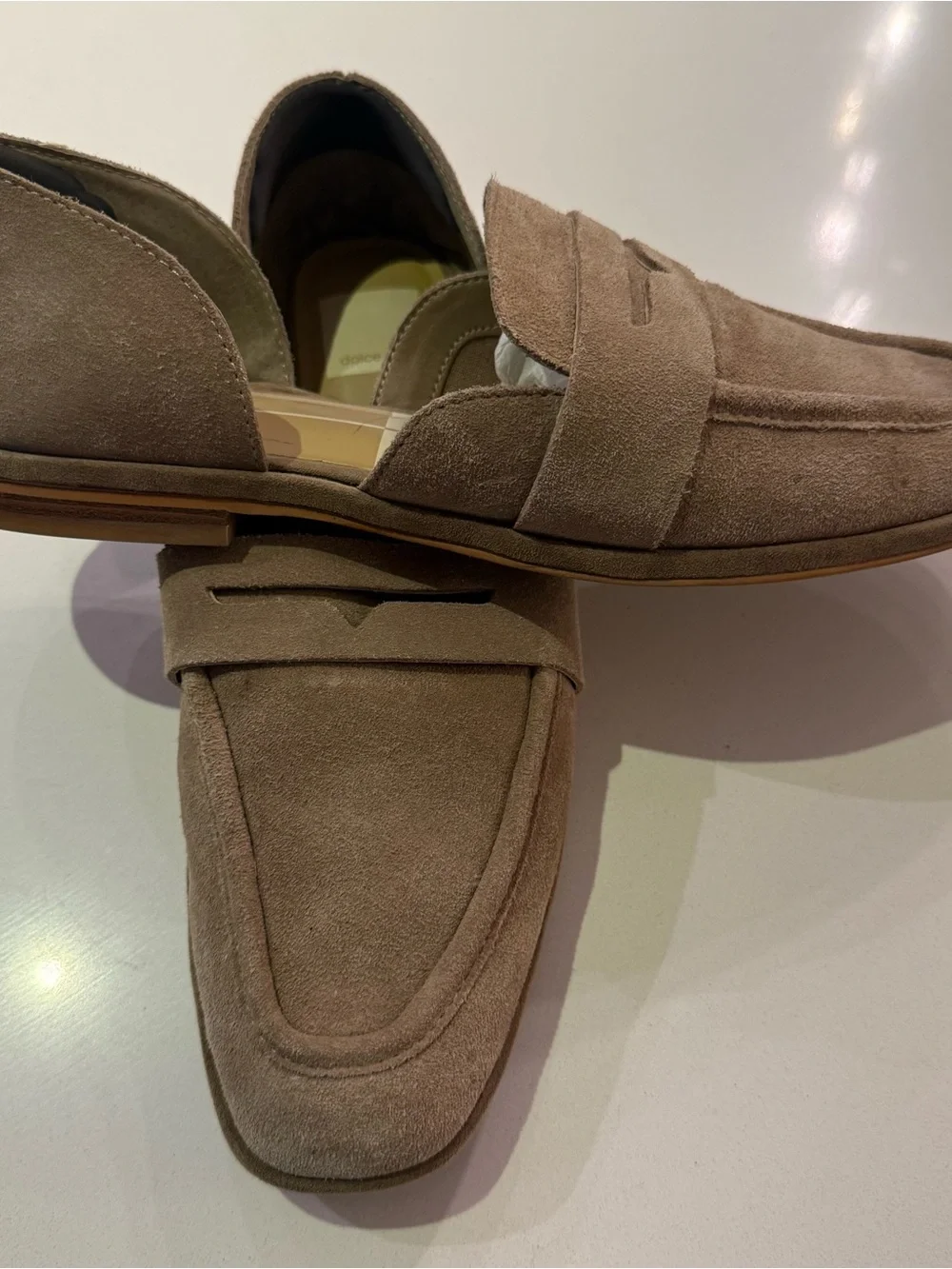 Dolce Vita Suede Loafers in Taupe Brown